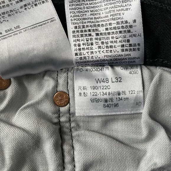 Levis 501 Original Jeans Mens Stretch Straight Leg Button Fly Black Size 48x31 - Picture 10 of 13